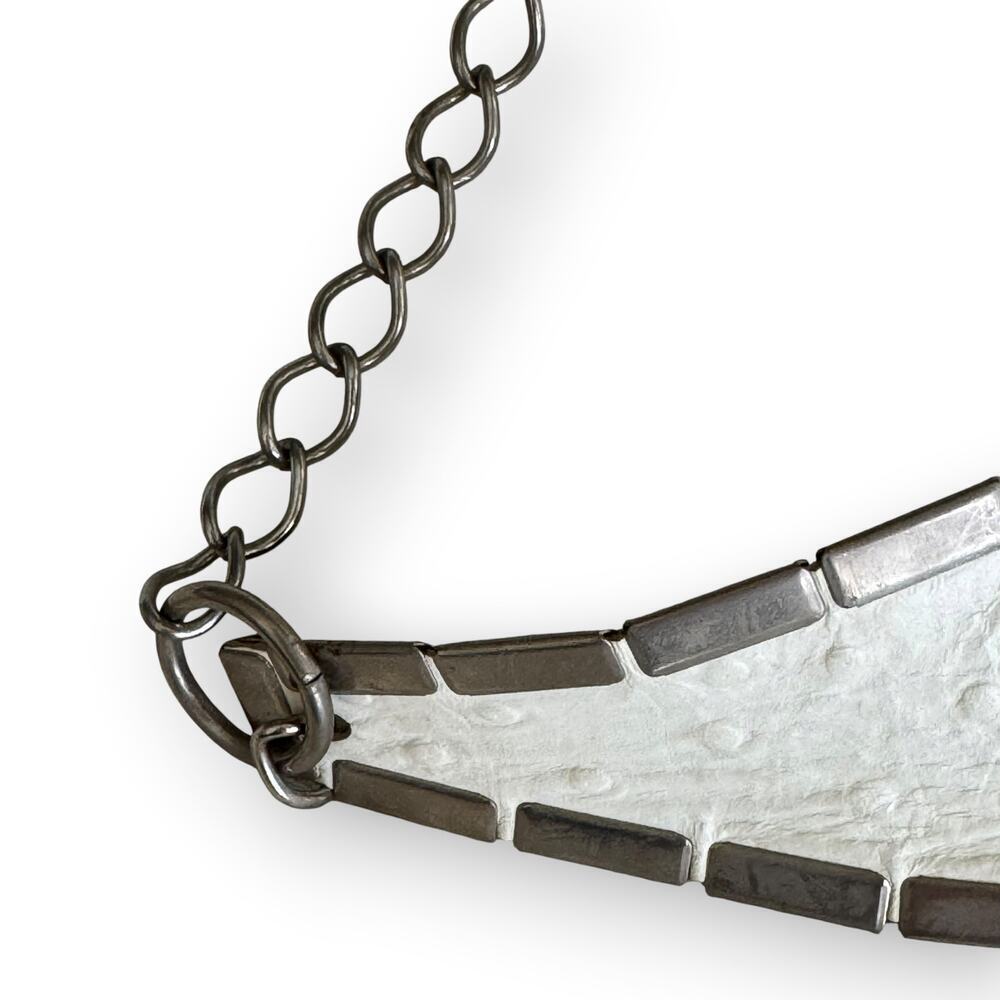 Anna Konya White Artisan Cinch Belt Star Patchwork Leather Chain Closure Vintage - Picture 10 of 16